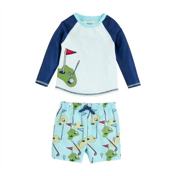 Mudpie NEW CRAB LITTLE BOY RASH GUARD SET